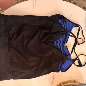 Lucy Black and Royal Blue Strappy Sports Tank